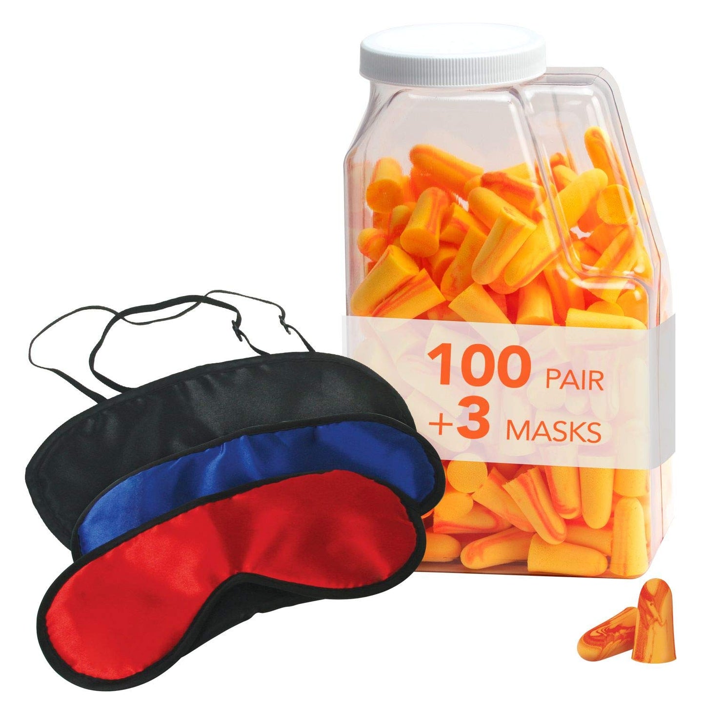 Flents Sleep Masks + Ear Plugs Super Sleep Kit | Includes 100 Pairs of Soft Foam Sleep Ear Plugs and 3 Sleep Masks | NRR 33 100 Pack