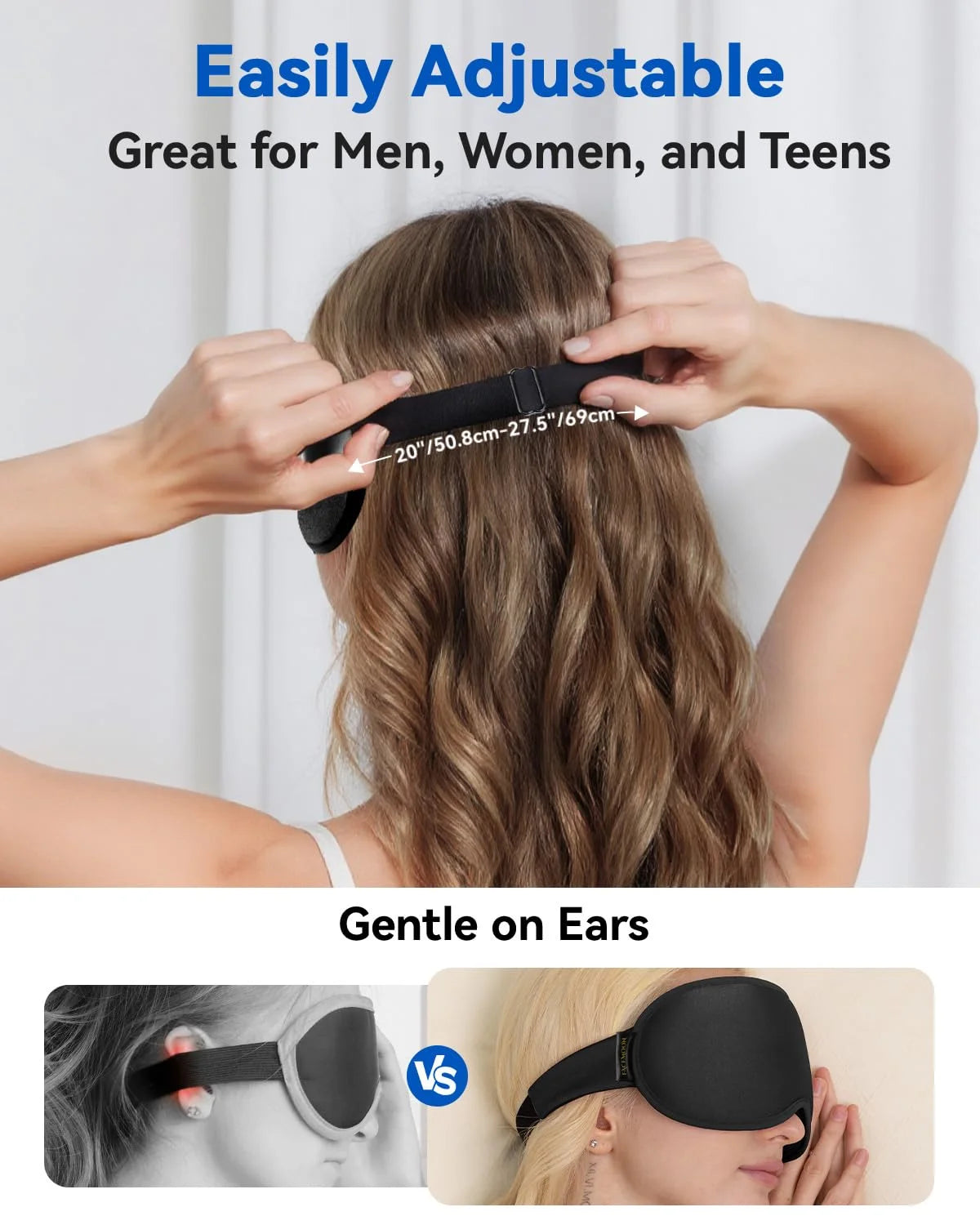 3D Weighted Eye Mask | Memory Foam Sleep Mask for Women & Men | 100% Blackout | Adjustable Straps | Travel Essentials