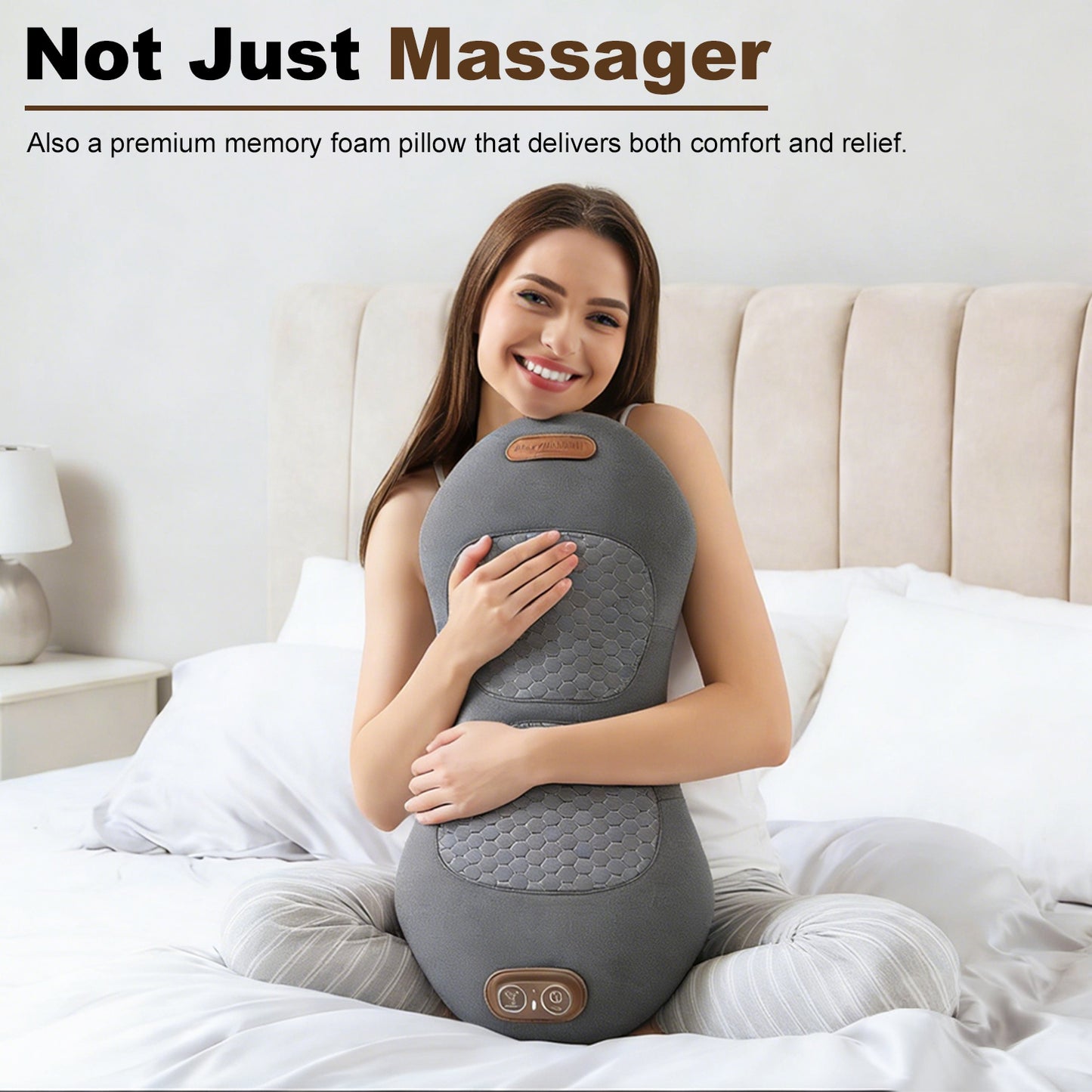 3 in 1 Electric Lumbar Massager Support Pillow Plug-In Memory Foam Lower Back Massager with Heat Vibration Airbag Stretching Adapter for Pain Relief