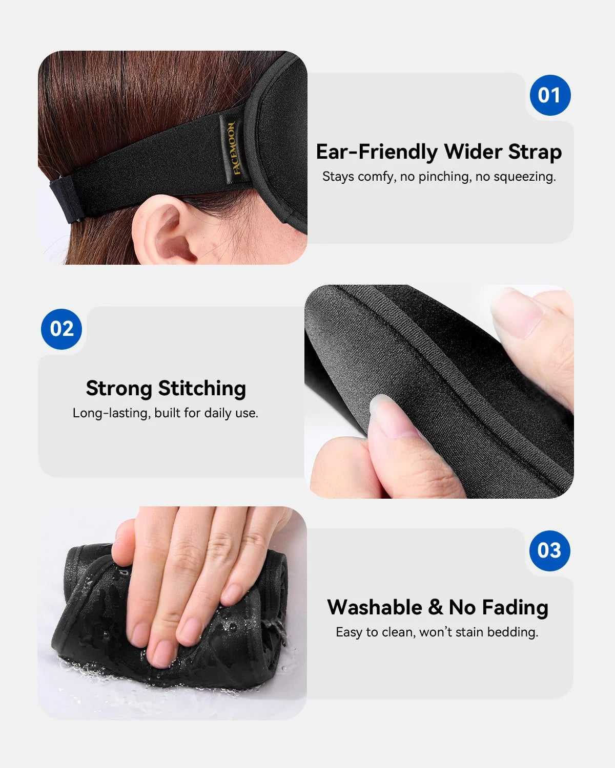 3D Weighted Eye Mask | Memory Foam Sleep Mask for Women & Men | 100% Blackout | Adjustable Straps | Travel Essentials
