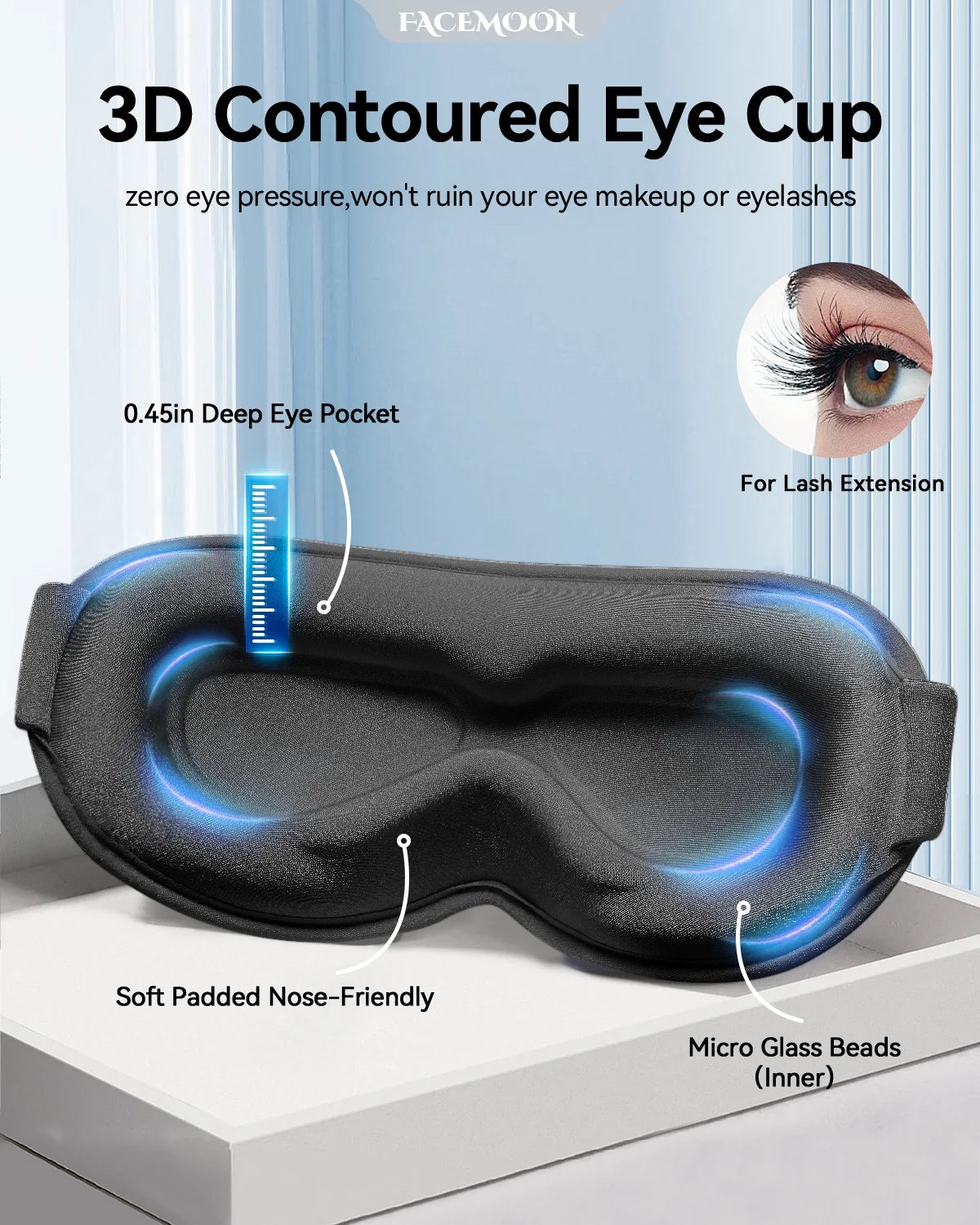 3D Weighted Eye Mask | Memory Foam Sleep Mask for Women & Men | 100% Blackout | Adjustable Straps | Travel Essentials